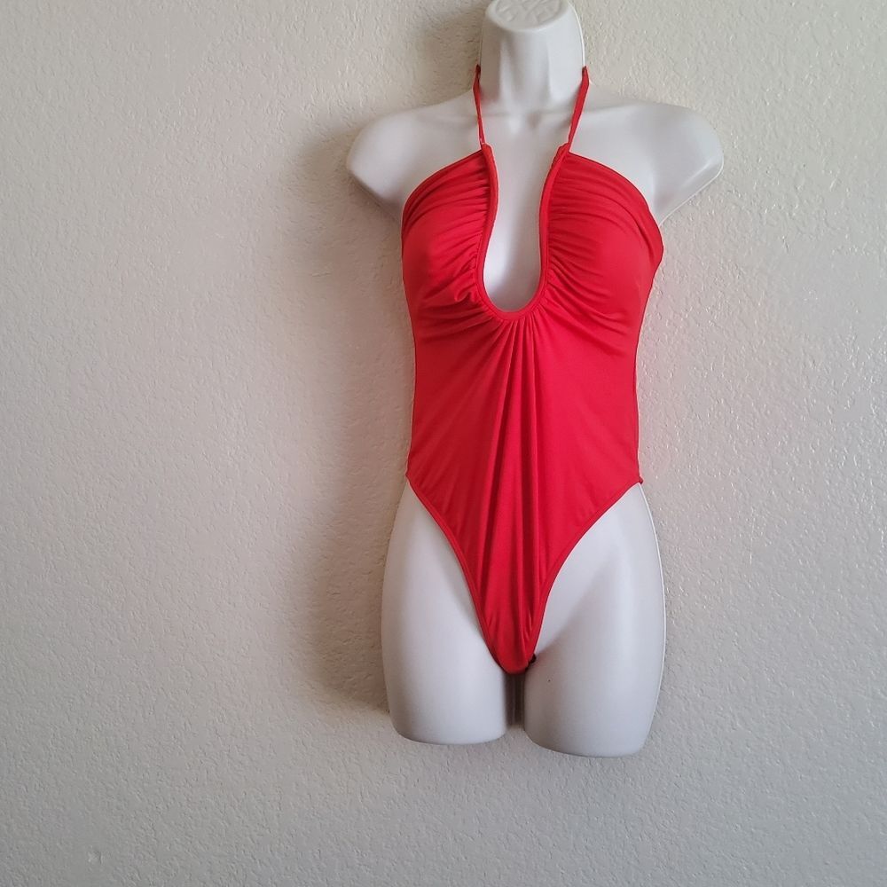 Good American Leilani One piece Swimsuit Bright Poppy Red Size 2 New